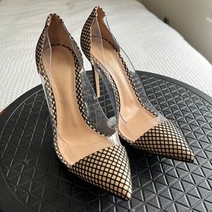 Gianvito Rossi Fishnet and PVC Pointed Toe Pumps Made in Italy